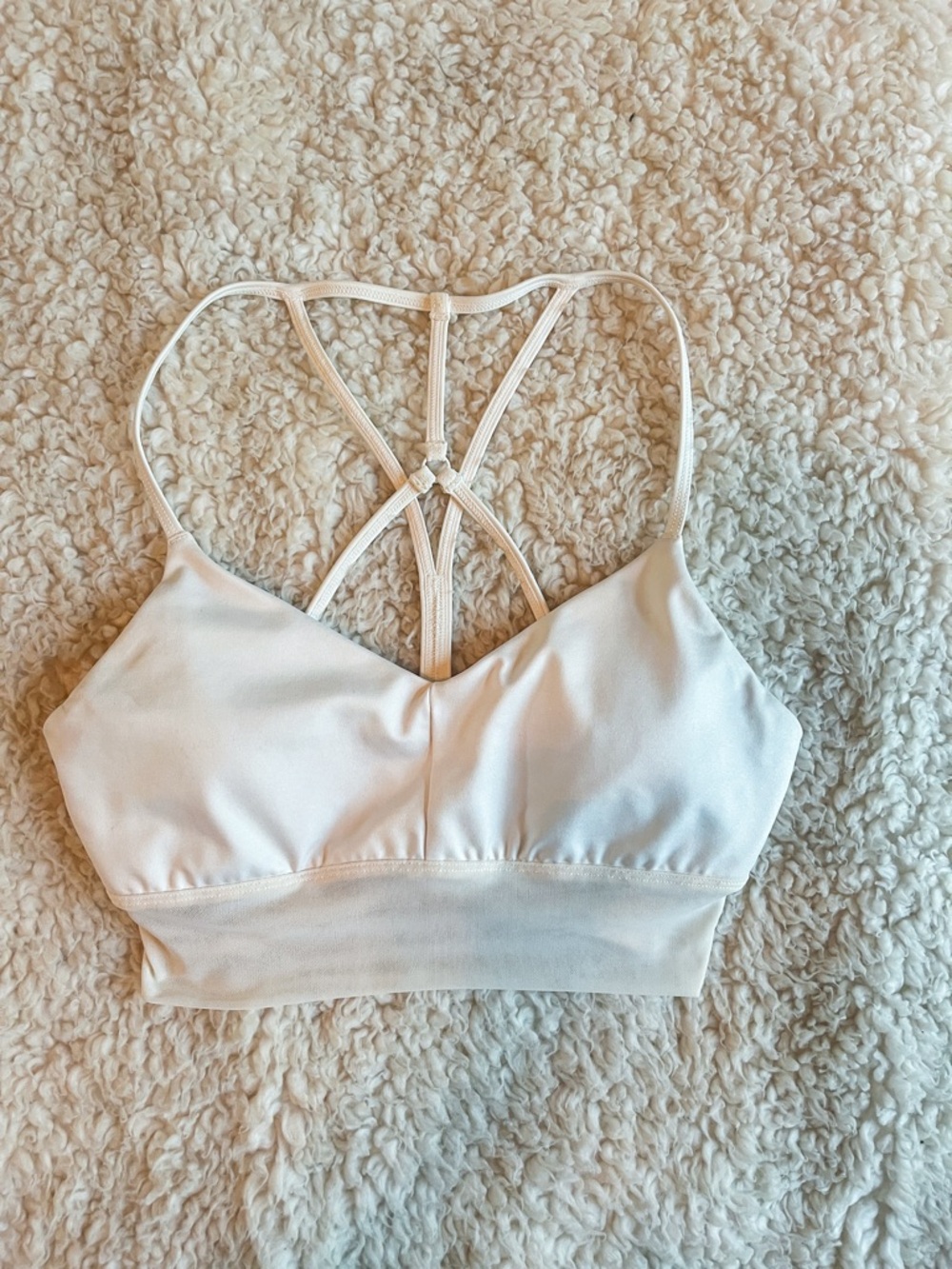 Alo yoga Lavish Bra in White Strappy Sports Bralette - Small